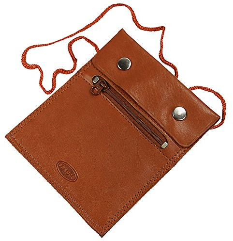GoBago BRANCO sehr flacher Leder Brustbeutel Brusttasche Umhängebeutel Geldbeutel Security Wallet in verschiedenen Farben verfügbar