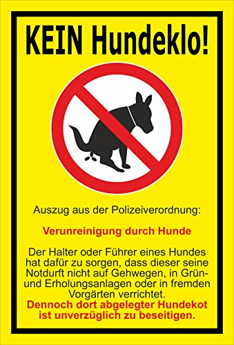 Melis-Folienwerkstatt Schild Kein Hundeklo - 15x10cm - Bohrlöcher - 3mm Hartschaum – 20 VAR S00187-009-C