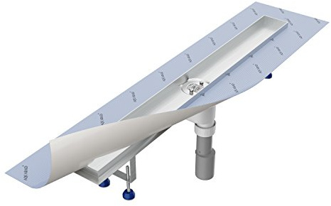 Grundkörper-SET für Duschrinne 100 cm AQUABAD® SDS Pro aus Edelstahl inkl. Haarsieb/Ablauf senkrecht (Ohne Abdeckung - separat erhältlich)