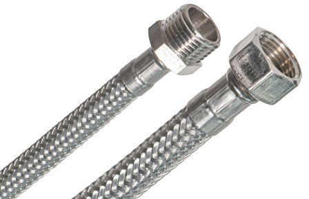 SFX® Flexschlauch 50cm Panzerschlauch - 3/8 Zoll ÜM x 1/2 Zoll AG Verbindungsschlauch Verlängerungsschlauch Trinkwasserschlauch Anschlussschlauch 500mm