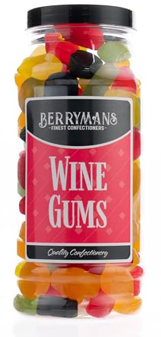 Original Wine Gums Retro Sweets Gift Jar By Berrymans Sweet Shop - Classic Sweets, Traditional Taste.