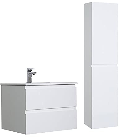 Badezimmer-Set, 60 cm + Säule Dekor Weiß Sorrento