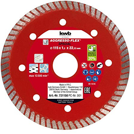 Original Einhell DIA-Trennscheibe dünn 115 x 1,4 mm (Winkelschleifer-Zubehör, Ø 115 x 1,4 mm, M14-Bohrung, max. 13.300 min-1, extra dünn für wenig Materialverlust)