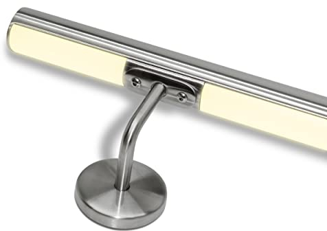 Pasamanos para escaleras de acero inoxidable con LED blanco natural multicolor predisposición led (190 cm, pasamanos con luz cálida LED 3000k)