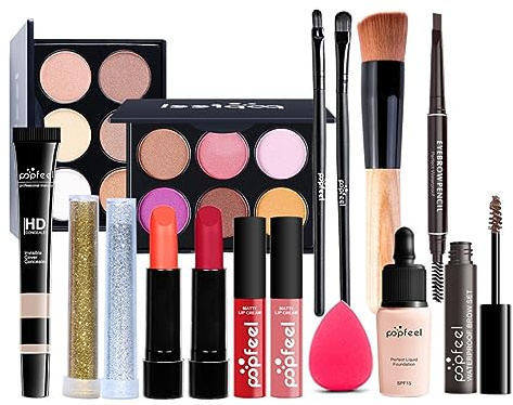 Set di Trucchi, FantasyDay Kit di Bellezza Cosmetici Kit per Occhi, Viso e Labbra - Natale Regalo Xmas Makeup Gift Set con Correttore, Rossetti, Lucidalabbra, Palette Ombretti, Mascara, Trousse, Fard