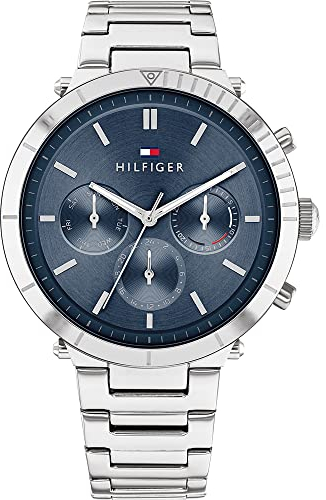 Tommy Hilfiger Multi Zifferblatt Quarz Uhr für Damen mit Silbernes Edelstahlarmband - 1782349