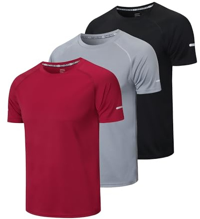 frueo 3-pack t-shirts för män torr passform arbetströjor fukttransporterande aktiv atletisk löpartröjor män kortärmad t-shirt