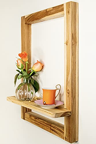 Jamu Tree Schwebendes Wandregal aus Holz für Wohnzimmer Schlafzimmer Handgefertigte Natur Einfache Montage Teak Regal