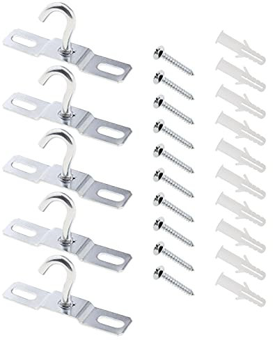 5 ganchos de luz de techo de metal con Sccrews y tapones para lámparas de luz, plantas de araña, hamaca, ventilador de techo de 76,8 x 17,5 mm