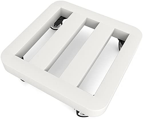 ZYCSKTL Pflanzenroller Balkon Quadratische Topfpflanzenschale Mit Rollen, Mobiles Rundes Eckblumenregal Aus Verdicktem Kohlenstoffstahl, Belastbar 100-200kg (Color : Weiß, Size : 35cm)