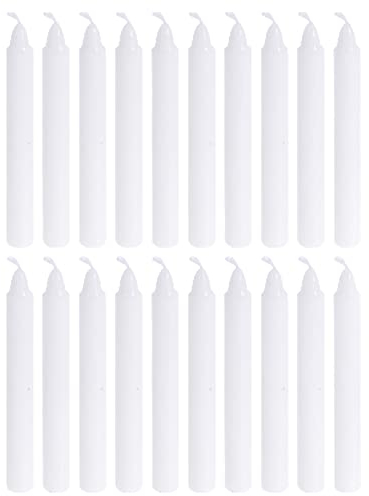 MIJOMA Lot de 20 bougies festives pour sapin de Noël, pyramide, en cire, pour sapin de Noël, fêtes d'anniversaire et tartes, longue durée de combustion, diamètre 11 x 105 mm, blanches