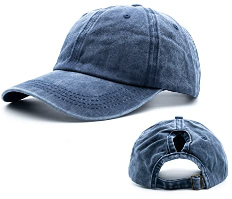 Ruyosn Basecap Damen Cap Zopf Kappe Vintage Atmungsaktiv Verstellbar Cappy für Pferdeschwanz Sonnenschutz Hip hop Cap Lange Haare Baumwolle Cap Mädchen Baseball Kappe Sommer