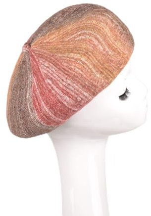 oonui Baskenmütze Damen Damen Baskenmütze Retro Farbverlauf Gestrickte Malermütze Mädchen Herbst Und Winter Kürbismütze Allgleiches Warme Mütze, Braun, 56-58 cm
