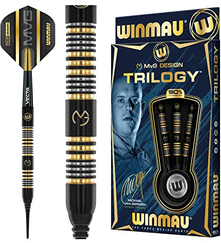 WINMAU Michael Van Gerwen MvG Trilogy 21.5 Gramm, 23 Gramm, 24 Gramm Profi Stahlspitze Wolfram Dartpfeile mit Flüge und Stiele (Wellen)