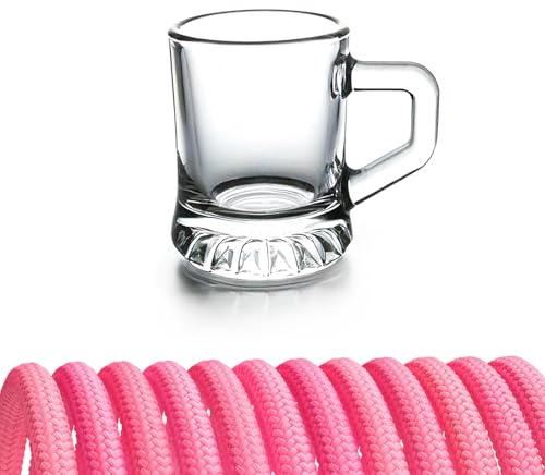 Carlso 24x Schnapskrug zum Umhängen für JGA, Party Hochzeit, 2cl, mit Henkel (776, rosa)