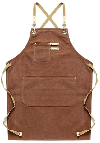 Arbeiter Werkzeug Tool Schürze Canvas Einstellbare Arbeitsschürze Mit Großen Taschen For Ingenieure Tischler Handwerker Fit For Küche, Garten, Keramik, Handwerk Werkstatt ( Color : Brown , Size : XL )