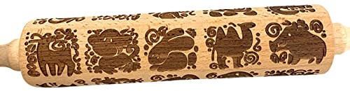 Maodom Rouleau à pâtisserie en Relief,Rouleau à Biscuits avec Motifs Animaux - Saint Valentin Cookies Fondant Cake Roller Out de Cuisson pour Enfants, Adolescents, Enfants, Amis