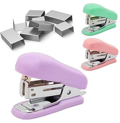 MINI GRAPADORA PASTEL + 1000 GRAPAS STARPLAST - Tamaño 5,8 x 2,8 cm, colores pastel, incluye caja grapas galvanizadas 1000 pcs - S LILA