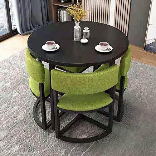 Couchtisch Esstisch Set for 4 runde 80cm Konferenztische Kleiner Empfangstisch Schulungsseminar Tisch und Stuhl Set Familie Apartment Arbeitszimmer Balkon Küche Büro Lounge Sofa Sitz ( Color : Green ,