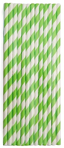 Kleiner Panda - Papierstrohhalm - 25 Stück 19,7 cm - bunte Trinkhalme, Party, Biologisch (grün/weiß)