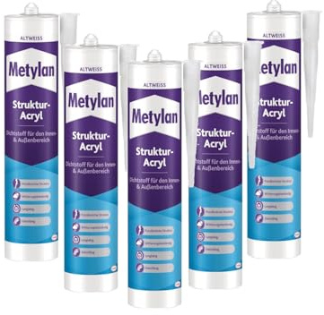 Metylan Wand und Decke Struktur-Acryl, dehnfäige Dichtmasse für Anschlussfugen, 5x300 ml