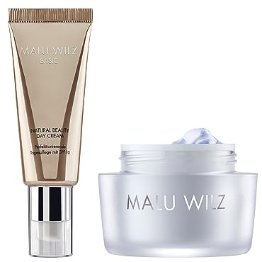 Malu Wilz Bundle Natural Beauty Day Cream + Hyaluronic Active+ Cream Soft I Erfrischende Skincare Gesichtspflege-Creme Set I Creme 40ml + Booster 50ml