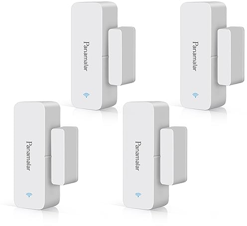 PANAMALAR 4Packs Sensore per Porte e Finestre WiFi, Rilevamento Intelligente dello Stato della Porta, Invia Avviso al Telefono,Funziona con Alexa Google Home, Accessorio per Dispositivo Smart Home
