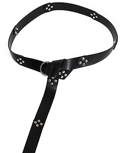 Kielsjajd Kleine Gürtelschnallen Basteln Mittelalterlicher Ringgürtel PU-, Retro-Gürtel für LARP-Ren- und Halloween-Partys Bier Gürtelhalter (Black, One Size)