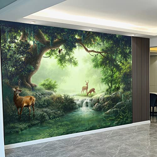 Papier Peint Panoramique 300X500Cm Le Cerf De La Forêt Poster Mural Pour Salon Chambre Décoration Murale, Papier Peint Intissé 3D Chambre Enfant,Chambre Fille,Personnalisable