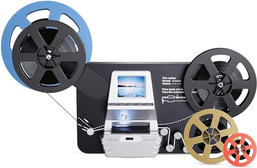 8mm & Super 8 Film to Digital Converter, Film Scanner with 2.4 Screen,Converts Frame by MP4 Files, Viewing Saving on 32GB SD Card(Included) for 3”5”7”9” Reels
