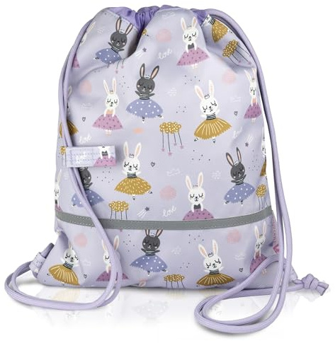 TA Trend Atelier Sac de gym enfant maternelle en polyester recyclé – imperméable, sans PFC, avec réflecteurs et sangle poitrine (Ballerine-Lilas)