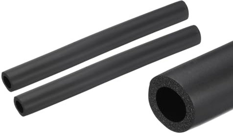 sourcing map 2 x 25,4 cm Rohrisolierungsrohr, 16 mm Innendurchmesser, 26 mm Außendurchmesser, Schaumstoffschlauch für Griffstütze, Schwarz