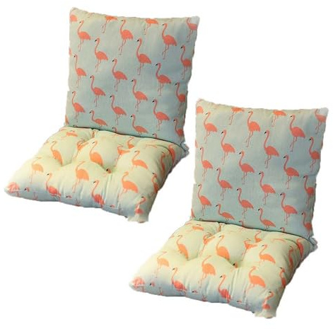 GYYFQH 2 Stück Stuhlkissen mit Rückenteil Sitz, Rückenkissen mit Bänder, 40X80cm, Sitzauflagen Gartenmöbel,Stuhlauflage Niedriglehner,Gartenstuhl Kissen Outdoor(D)
