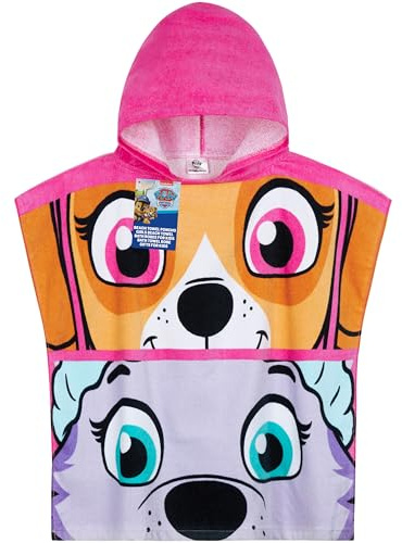 Get Trend Paw Patrol Toallas de Baño Playa y Piscina con Capucha para Niños y Bebe Toalla Poncho Infantil Toallas de Algodon (Rosa Paw Patrol, 2-6 Años)