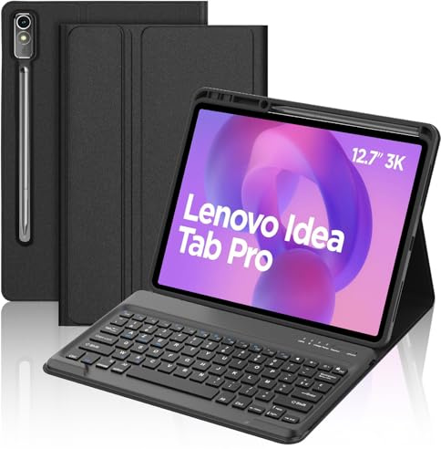 SENGBIRCH Coque Clavier pour Lenovo Idea Tab P12 Pro 12.7 2025 - AZERTY Français Clavier Détachable sans Fil Bluetooth pour Lenovo Idea Tab P12 Pro 12.7 2025, Noir