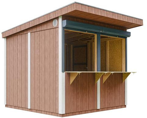 Quiosco de panel Premium - 5,9m² - H240x248x305 cm - Bar de jardín, kioscos de madera para negocio, caseta jardin exterior - Construcción de paneles LP Smartside - Timbela M950-TUNDRA GREY