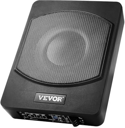 VEVOR Subwoofer per Auto Sotto Sedile, Subwoofer Auto Sottile Sistema a Basso Profilo, Audio a Basso Profilo Amplificatore Integrato, Ingresso Livello Alto Basso Regolatore del Volume, 254 mm e 240 W