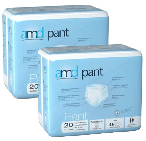 Pañales Adulto Pack 40 Uds. Braga Pañal Adulto. Braga Pañal Desechables. Pañales para Adultos Absorción Moderada. Absorción de 600-900ml. (Talla M (Cintura 70-120cm))