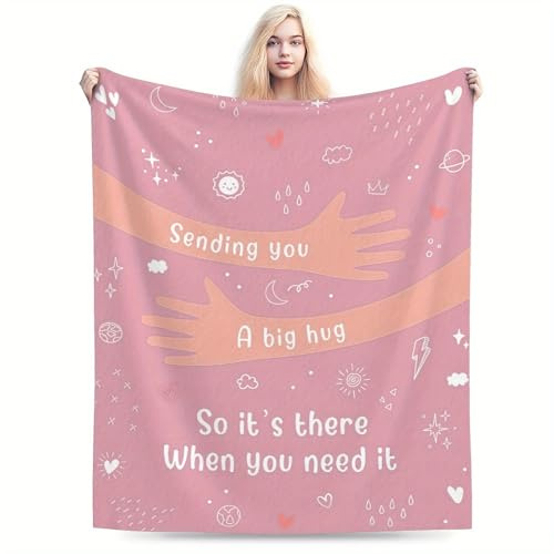Hug/Healing Blanket, Get Well Gifts for Women,Valentines Day Gifts, Thinking of You/Cancer Care/Sympathy/After Surgery Gifts for Boyfriend/Girlfriend, Sister, Coworkers, Soft Blanket 130x150cm