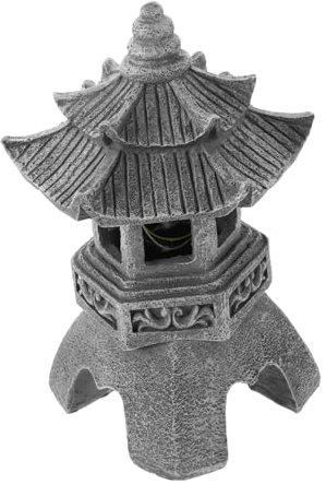 POPETPOP Linterna Solar De Piedra Japonesa Estilo Pagoda para Jardín Exterior, Lámpara Decorativa Zen Resistente Al Agua, Estatua De Jardín Asiática para Parques y Patios