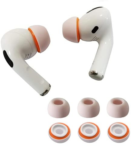 KASOTT Verbesserte Ohrstöpsel aus Memory-Schaum für AirPods Pro 1. und 2. Generation, Bequeme Schaumstoff-Ohrstöpsel, bessere Geräuschunterdrückung, 3 Paar Ersatzspitzen (Orange, Small)