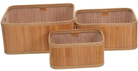 HEMOTON 3 Pièces Panier De Rangement En Bambou Paniers En Jonc De Mer Panier à Nourriture Paniers Gigognes Corbeille à Papier Toilette Panier De De Toilette Paniers En Rotin