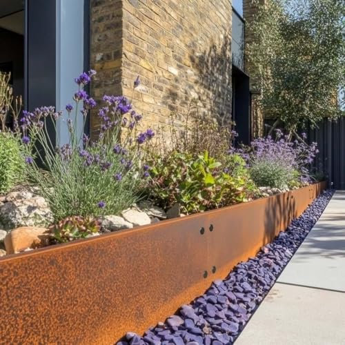 Garmix Bordo per aiuole in acciaio corten, 14 cm, 5 m, 1,0 mm