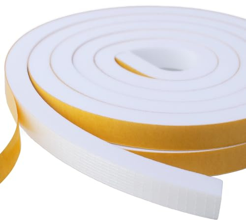 Väderstrippning dörr tätningsremsa 2 rullar 25 mm (B) x 20 mm (T)/2 m (L), utkast-tejp för fönster och dörrar, självhäftande fönstertätningsremsa, totalt 4 m lång vit