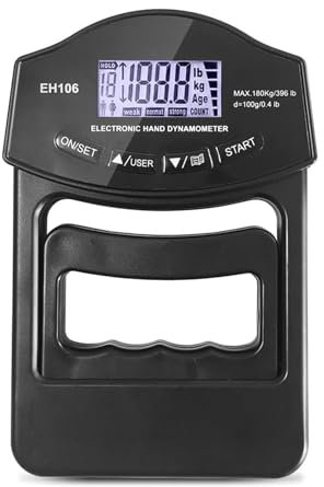 Hand Grip Gauge Digital Hand Strength Meter Hand Dynamometer Portable Hand Force Meter 396lb/180kg Grip Strength Gauge