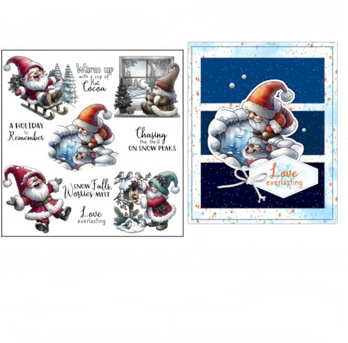 Sredwtk Gnome Weihnachtsmann Clear Stamps Für DIY Scrapbooking Weihnachten Silikonstempel Transparente Stempel Siegel Für Kartenherstellung Tagebuch Fotoalbum Geburtstag Hochzeit Weihnachten