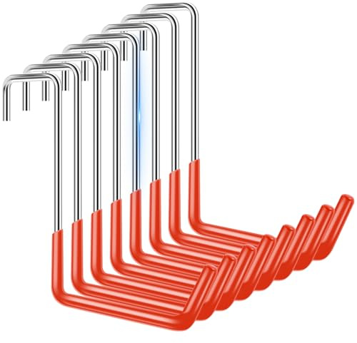 Toaboa 8 Stück Sparrenhaken 19x19cm S Haken Groß Rutschfest Schwerlast Metallhaken für Zuhause Werkstatt Garage Fahrradaufbewahrung (Orange)
