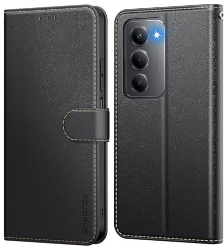 SineOrdo Handyhülle für Xiaomi Redmi 15 4G / 5G Hülle,Premium Leder Klapphülle Flip [Kartenfach] [Ständer] Wallet Case Schutzhülle Xiaomi Redmi 15 4G / 5G Klappbar Tasche - Schwarz