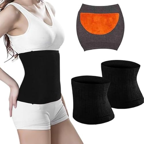Xstary 2 calentadores de espalda para mujer, de cachemira, elásticos, de punto, para lumbago, dolores menstruales