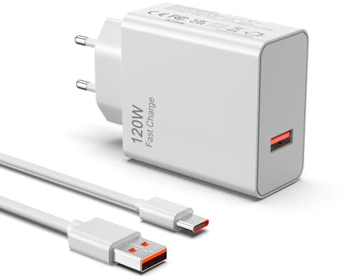 Cargador Rápida USB C 120W Compatible con Xiaomi 14 13 12 14T 13T 12T 12s Pro Lite Redmi Note K70 K60 K50 Ultra 12 11T 11 Plus Black Shark 4 5 Poco X5 F4 X4 GT, y más Dispositivos de Tipo-c
